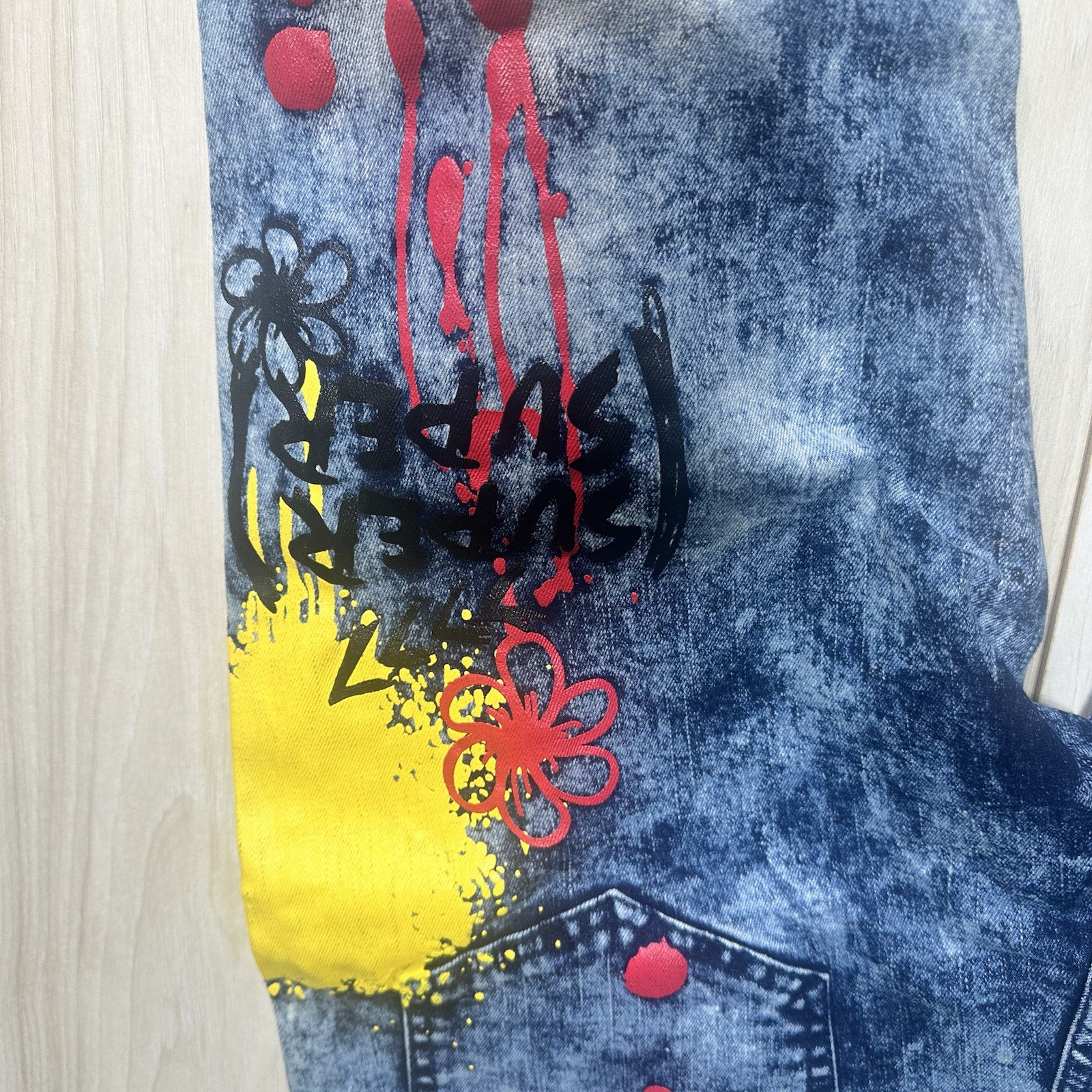 Rue21  Premium Y2K Supreme Flex Skinny Jeans Men's 32X30 Graffiti Paint Splatter thumbnail 13