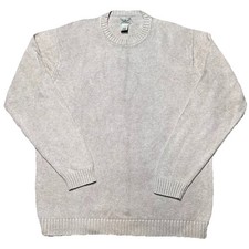LL Bean Knit Crew Neck Sweater Men s Large Tall Cotton Beige Tan Neutral Classic
