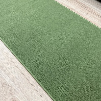 Custom Size Anti Slip Antibacterial Solid Green Runner Rug 26 Inches Wide