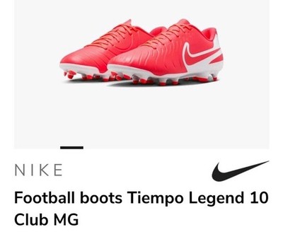 Nike Tempo Legend 10 Club Fußballschuhe, Hot Lava/Weiß, Größe 9,5 UK Neu Halber Karton