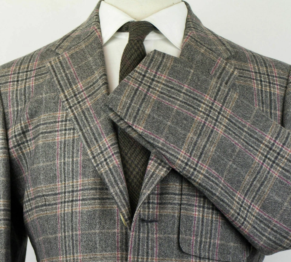 New D'AVENZA Gray Cashmere-Wool 3 Roll 2 Button Sport Coat 50/40 R Drop 7 - Image 4 of 4