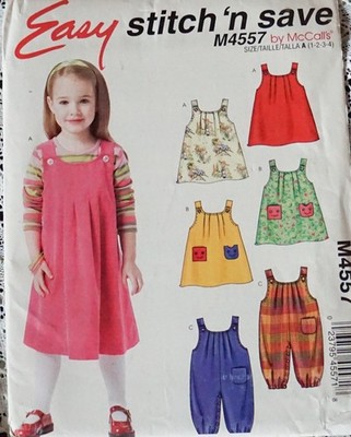 ~ Vintage McCalls Easy Stitch & Save Jumper & Jumpsuit Pattern Sz 1-4 UNCUT ~