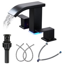 Bathroom Faucets 8 Inch Widespread Bathroom Sink Faucet Two Handles Black Bat...