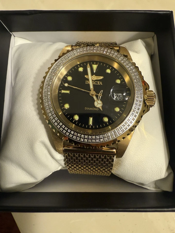 Автоматические мужские часы Invicta Elite с бриллиантовым безелем 0,59 карата золото 40 мм - Изображение 2 из 4