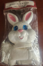 Fibre Craft White Bunny Head and Paws Crocheting Crafting Crafts 6908 NIP 5.5"