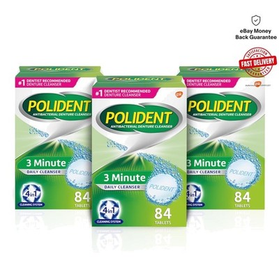 3-Minute Cleaner Tablets for Dentures, Retainers & Guards - 84 Tablets x 3 Packs