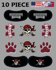 10PC Mississippi State Bulldogs Waterless Peel  Stick Temp Tattoos Eye strips