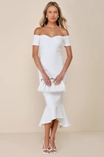 Lulus How Much I Care Off-The-Shoulder Midi Dress White S