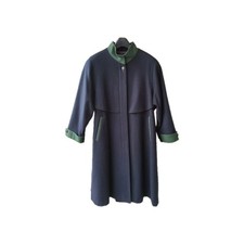 Trachtenmantel Mantel Damen Blau Grün Zierknöpfe Cashmere mit Schal Größe 38/40 