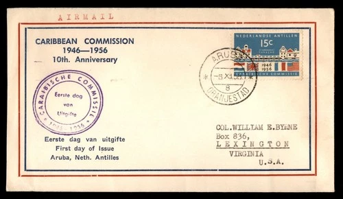 Mayfairstamps Netherlands FDC 1956 Flags Buildings Caribbean Commission First Da