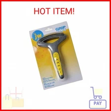 JW Pet Company GripSoft Double Row Undercoat Rake Dog Brush, Black, Yellow, 1