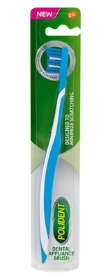 Polident Dental Appliance Brush Soft Denture Retainer Cleaning Brush