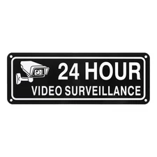 1-Pack 24 Hour Video Surveillance Sign, 4"x7" Security Camera Sign Black+White