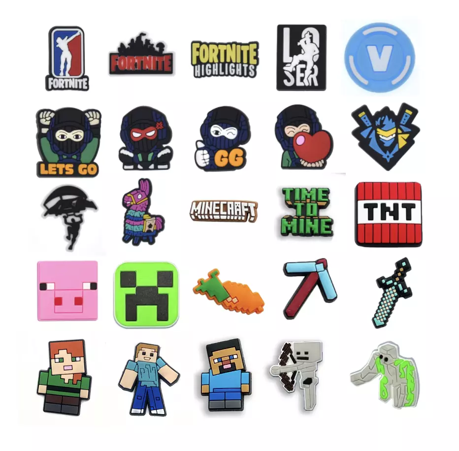 Repressalier animation Billedhugger Fortnite Minecraft Gamer Child Charms Accessories Jibbitz for Crocs Shoe |  eBay