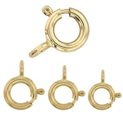 Glänzender Federring Senora Verschluss Echt Massiv 14K Gelbgold