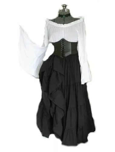 Damen Medieval Viktorianisches Kleid Mittelalter Fasching Kostüm Gothic NEUE - Bild 12 von 29