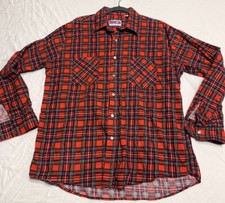 Vtg American Edition Men's Flannel Cotton Red Plaid Shirt USA Made Size Large