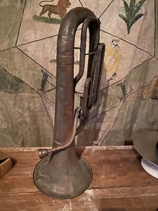 Vintage Pan American Alto Horn Elkheart Red Brass 1900s Antique Bar Decor