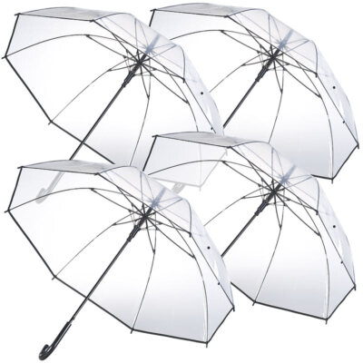 4er-Set transparente Stock-Regenschirme, Stahl & Fiberglas, Ø 100 cm