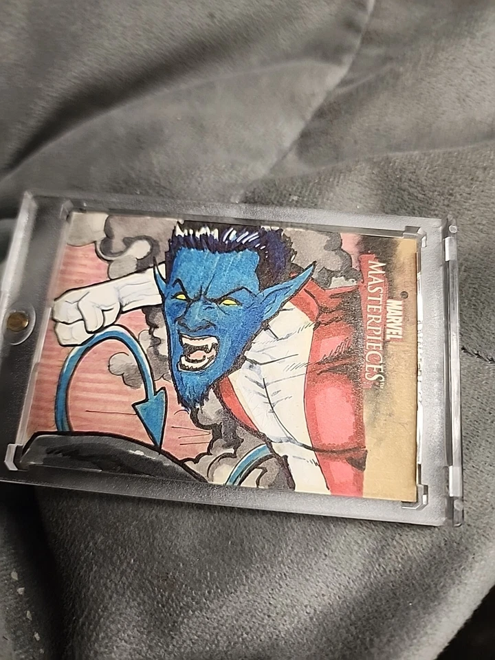 Tarjeta de boceto de artista SkyBox Marvel Masterpieces 2008 dibujada a mano 1/1 Nightcrawler Foto 2 de 4