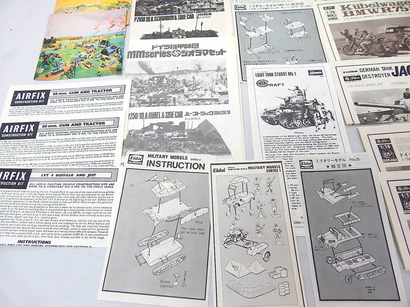 Lot Vintage Plastic Model Tanks Instructions Sheets Airfix Fujimi