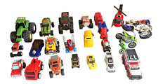 LOT of 23 cars cars trucks motorcycle tractor helicopter mixed plastic lot