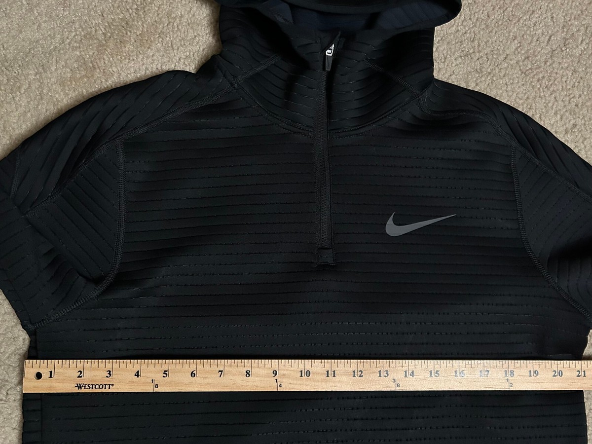 Nike Pro CQ8343-010 Short Sleeve 1/4-Zip Hoodie Black SMALL