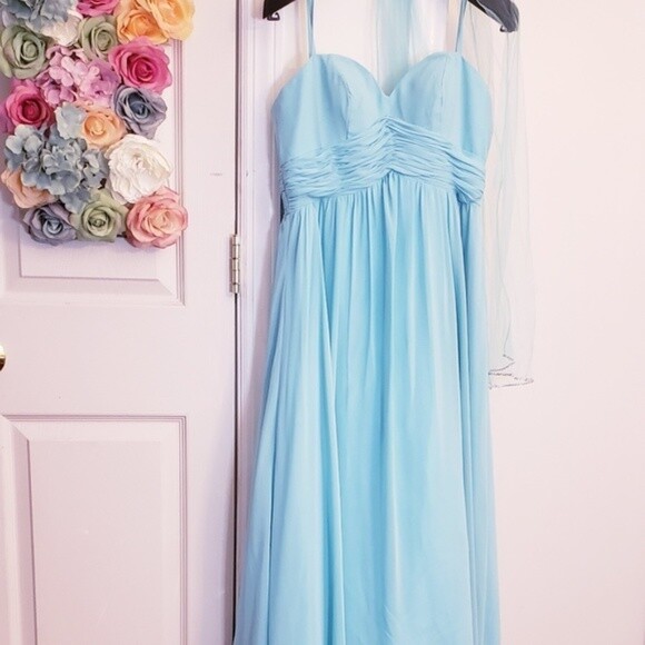 Light Blue Bridesmaid Maxi Dress MEDIUM Ruched Sweetheart Lace Up DAVE & JOHNNY | eBay Light Blue Bridesmaid Maxi Dress MEDIUM Ruched Sweetheart Lace Up DAVE & JOHNNY | eBay