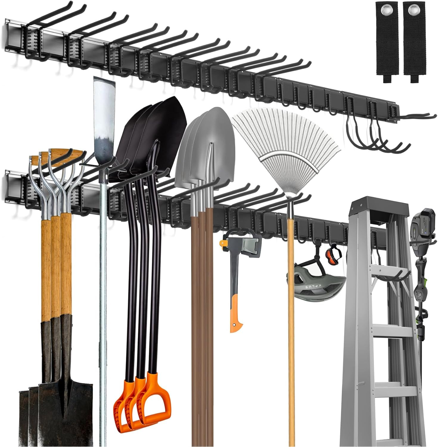 Organizer Officina Parete 203cm - 15 Ganci Heavy Duty e Cinghie Garage