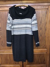 Maurice's Women's Black and Gray Cowl Neck Sweater Dress, Size 1