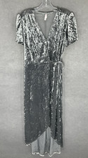 Xhilaration Wrap Dress Women Sz M Crushed Velvet High Lo Hem Festival Party