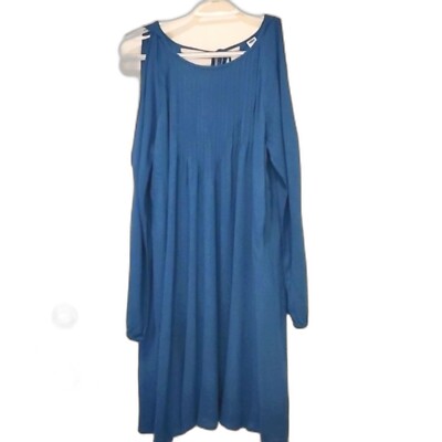 Old Navy Swing Dress Cold Shoulder Long Sleeve Casual Blue Dress