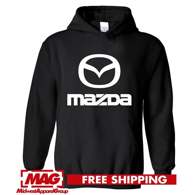 MAZDA BLACK HOODIE Logo RX Sports Car Automotive Racing Zoom Miata Rotary