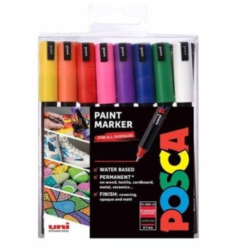 Uni Posca PC-1MR 16 Standard Colour Bundle - Water Based Acrylic Paint Pens