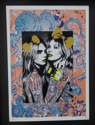 Death NYC Large Framed 16x20in Pop Art Certified KATE MOSS CARA DE