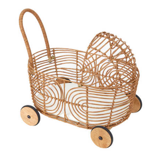 wicker baby doll pram