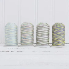 Threadart 100% Cotton Variegated Thread Set | 4 Cones Pastel Colors | 600M Cones