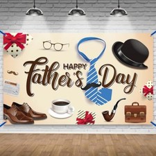 , Happy Fathers Day Banner Backdrop - Large, 72x44 Inch Happy Fathers Day