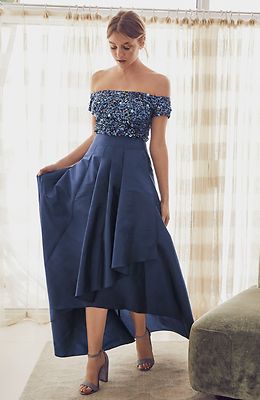 adrianna papell navy blue long dress NWOT blue Adrianna Papell Two-Piece Ball gown size 10
