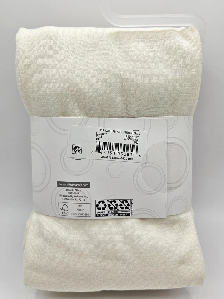 Nuevo paquete de 2 medias pequeñas 4-6 forradas de lana sin pies rojo brillante y marfil para niñas Foto 3 de 4