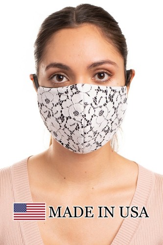 Auliné Collection Made in USA Lace Fabric Washable Reusable Fashion Face Mask - Picture 14 of 40