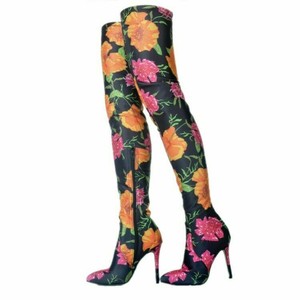 floral thigh high boots