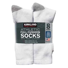 Kirkland Signature Men's Athletic Sock, 8-pair Arch Support Made in USA