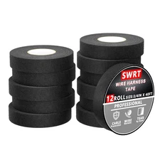 SWRT Wire Harness Tape, 3/4 Inch × 50 Feet, 12 Packs (600 Feet Total), Self-Adh