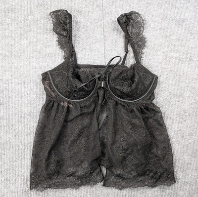Victorias Secret Dream Angels Bra Top Womens Medium Black Whimsigoth Lace 90s