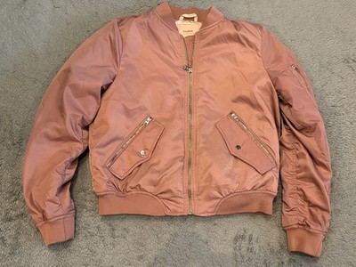 Pull & Bear Jacket Bomber Style Womens Small Pink Zip Front Pockets Casual
