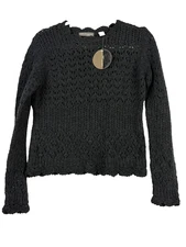 Valerie Separates Sweater Womens Petite Medium Black Angora Wool Knit Vintage 90