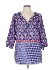 Collective Concepts Women Blue 3/4 Sleeve Blouse L