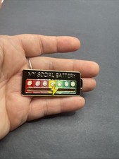 My Social Battery Enamel Pin With Movable Lightening Bolt