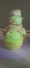 Fenton Pink Burmese Glass Snowman Fairy Light Uranium Glow 7  1/4"